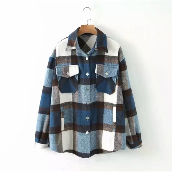 #94 CLOSEOUT SALE 🌸New Plaid Oversized Flannel shirt Jacket Shacket - Picture 6 of 6